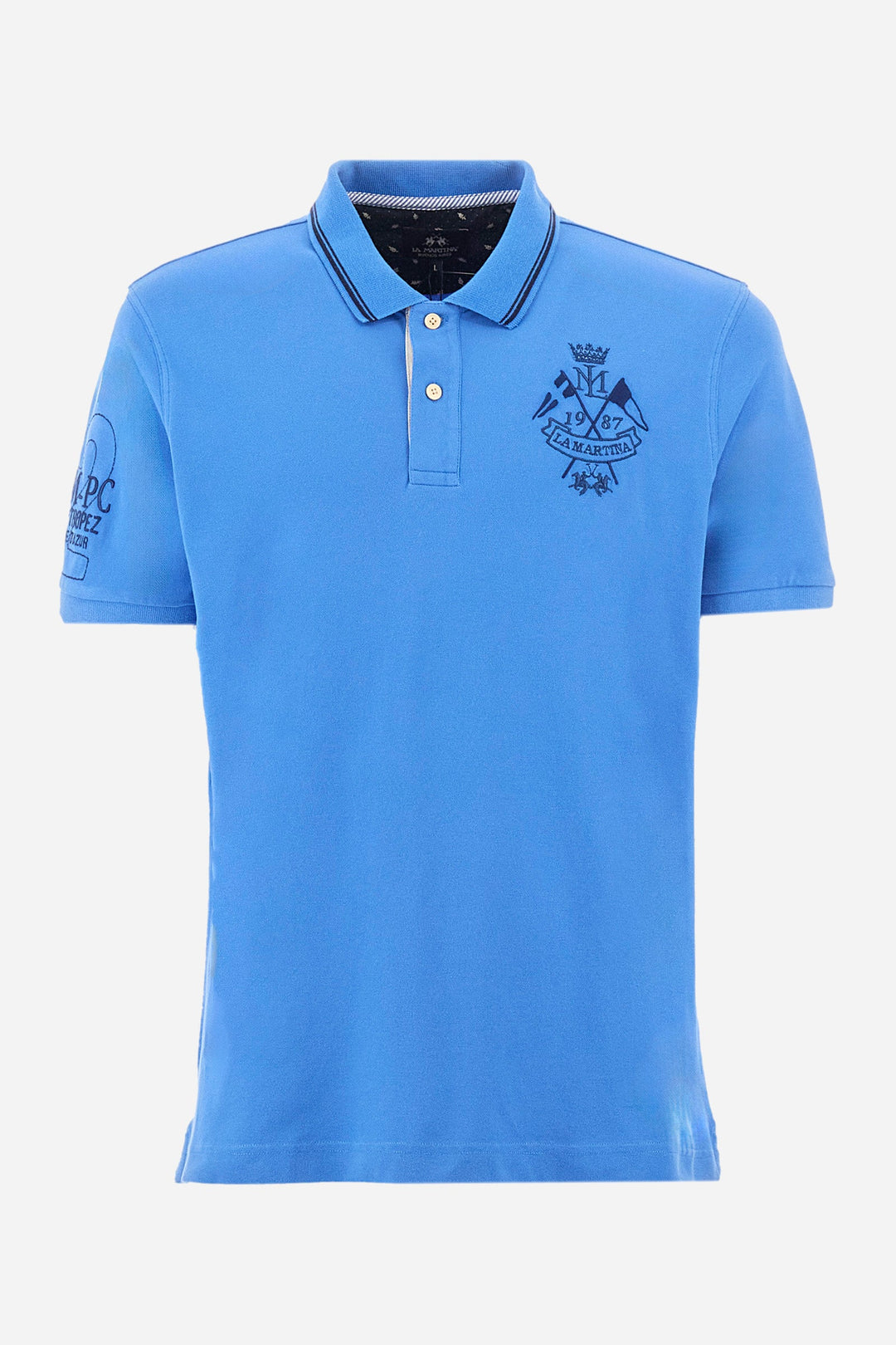 La Martina Regular Fit Polos in Cotton Mix -  YMP316-PK001- Concorde Fashion#color_blue-07205