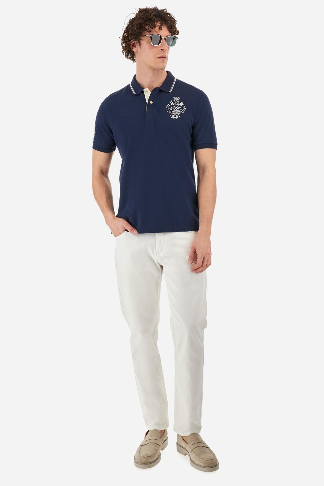La Martina Regular Fit Polos in Cotton Mix -  YMP316-PK001- Concorde Fashion#color_navy-07017