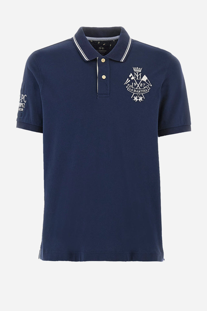 La Martina Regular Fit Polos in Cotton Mix -  YMP316-PK001- Concorde Fashion#color_navy-07017