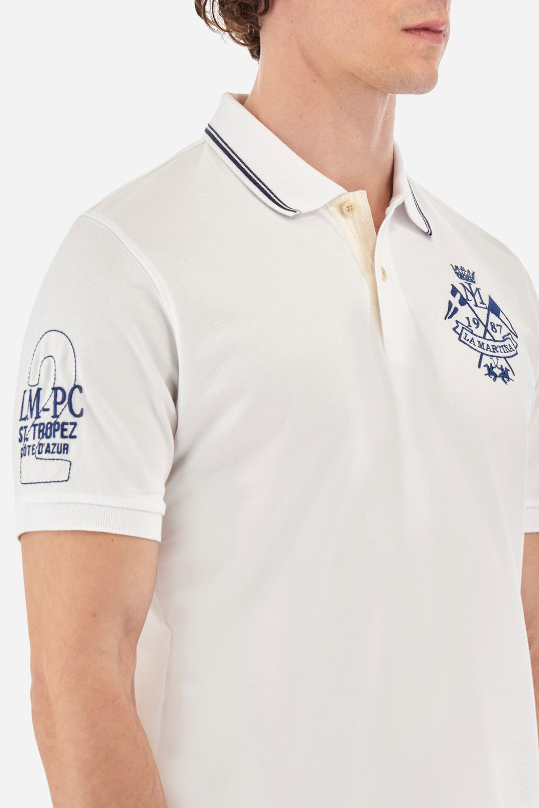 La Martina Regular Fit Polos in Cotton Mix -  YMP316-PK001- Concorde Fashion#color_white-00001