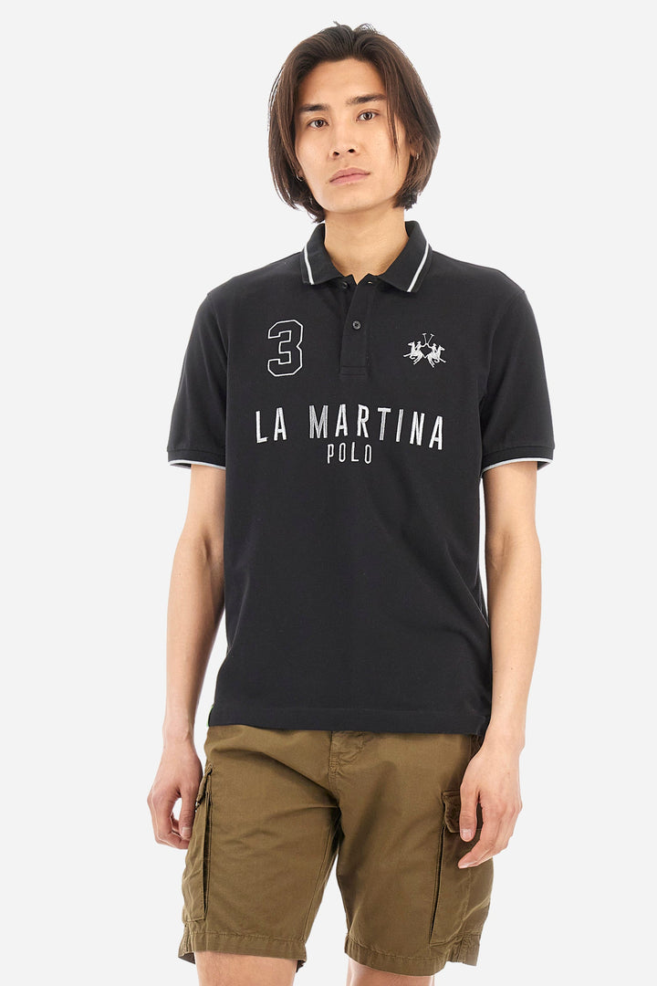 La Martina Regular Fit Polos in Cotton Mix -  YMP320-PK001- Concorde Fashion#color_black-09999