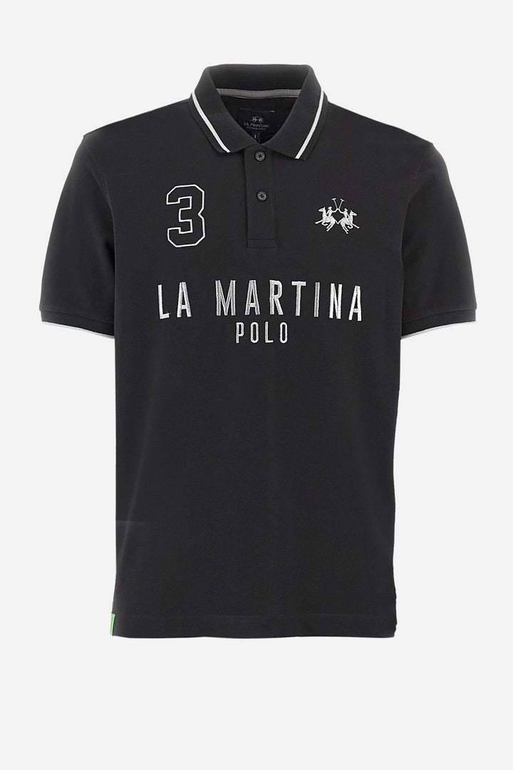 La Martina Regular Fit Polos in Cotton Mix -  YMP320-PK001- Concorde Fashion#color_black-09999