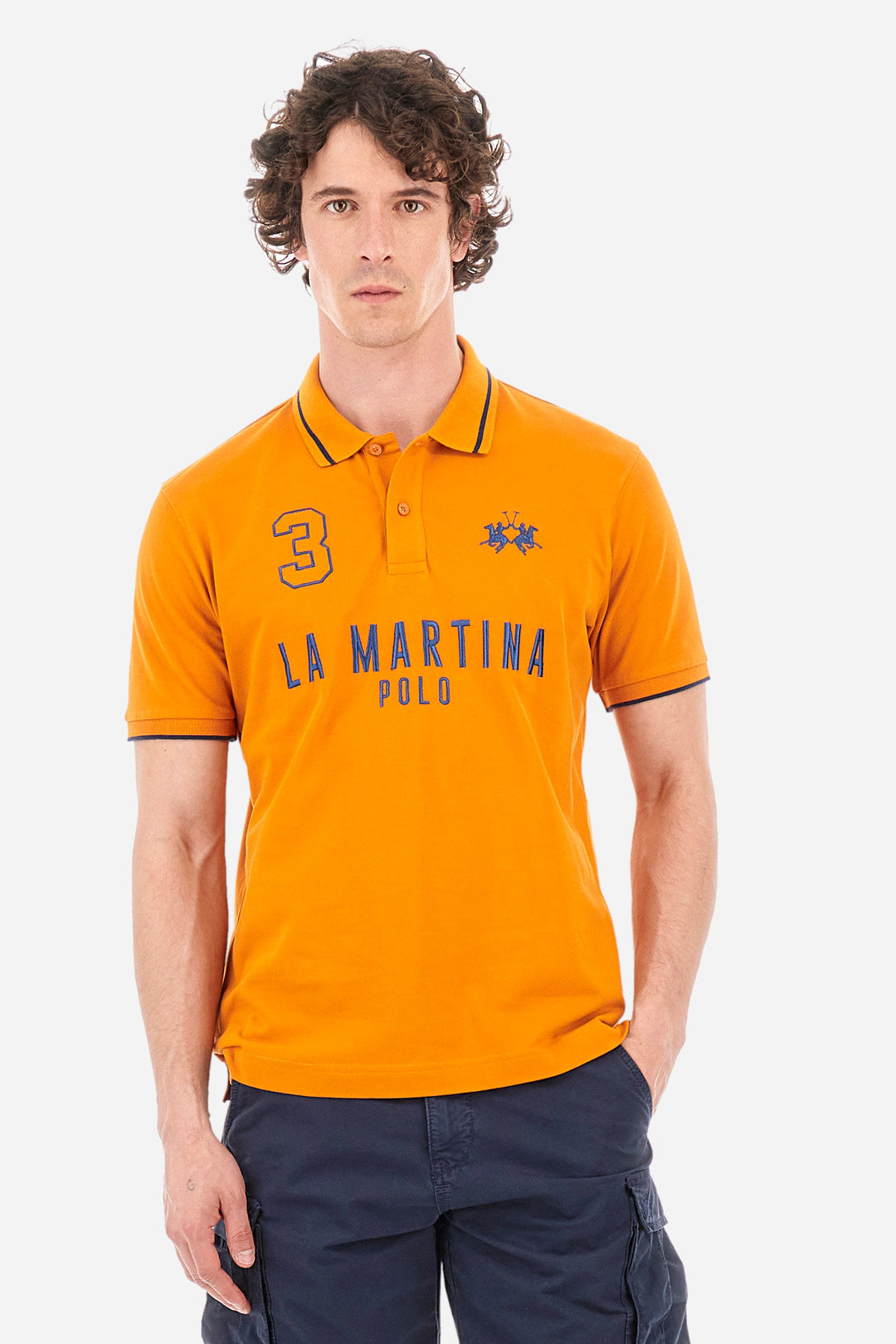 La Martina Regular Fit Polos in Cotton Mix -  YMP320-PK001- Concorde Fashion#color_brown-04192