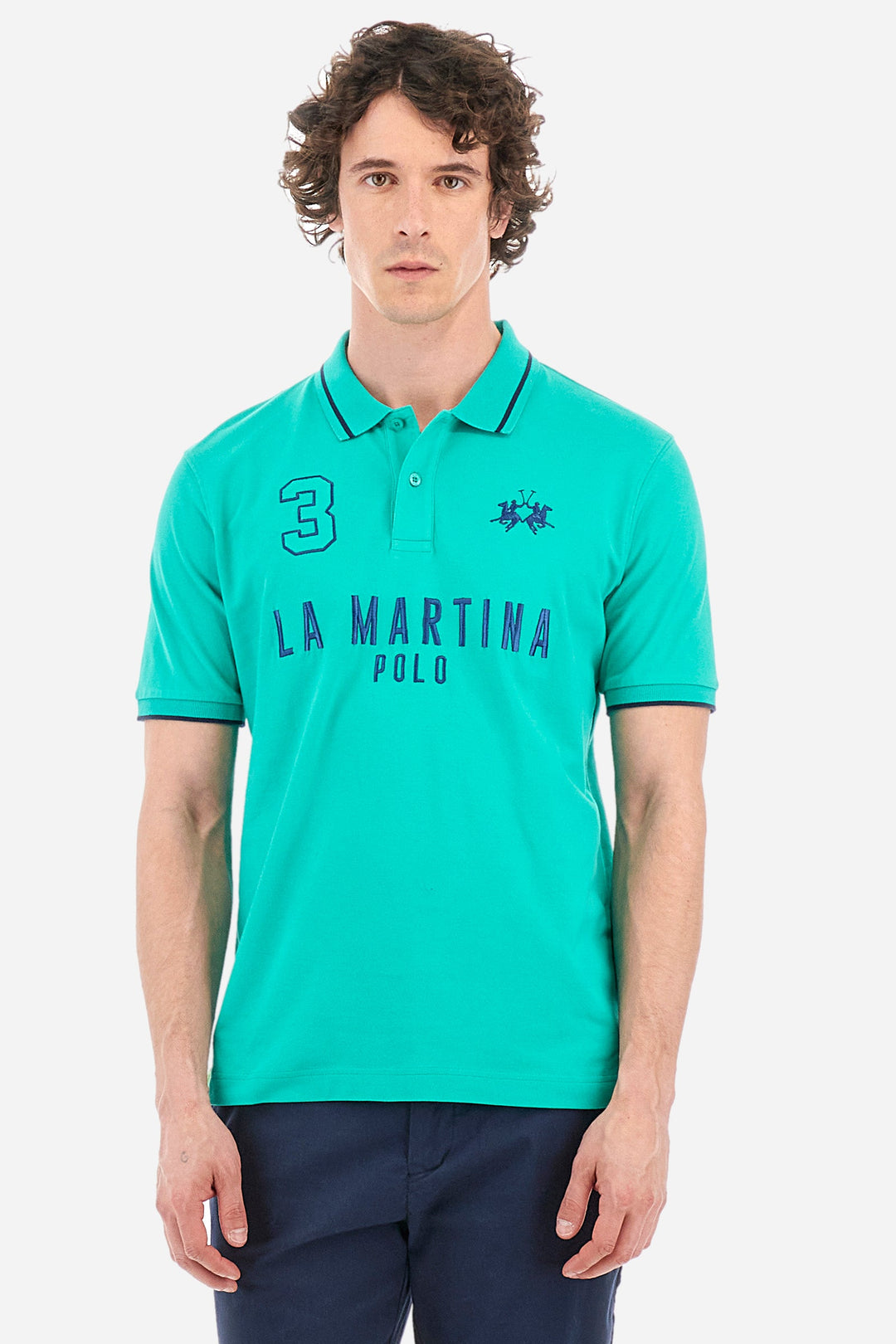 La Martina Regular Fit Polos in Cotton Mix -  YMP320-PK001- Concorde Fashion#color_green-03123