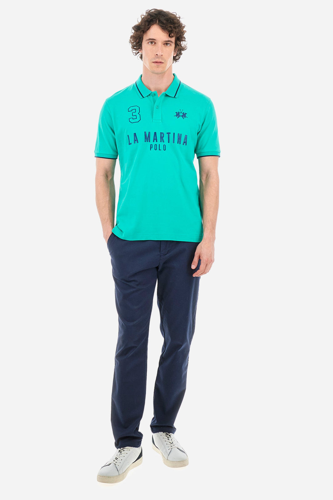 La Martina Regular Fit Polos in Cotton Mix -  YMP320-PK001- Concorde Fashion#color_green-03123