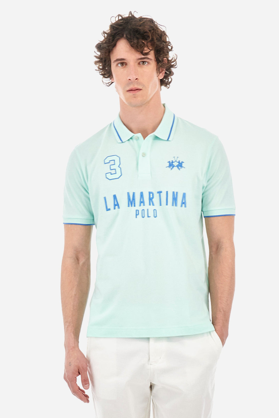 La Martina Regular Fit Polos in Cotton Mix -  YMP320-PK001- Concorde Fashion#color_green-07163