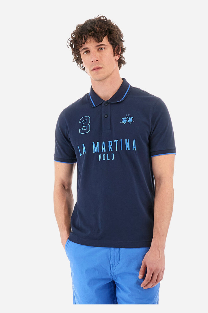 La Martina Regular Fit Polos in Cotton Mix -  YMP320-PK001- Concorde Fashion#color_navy-07017