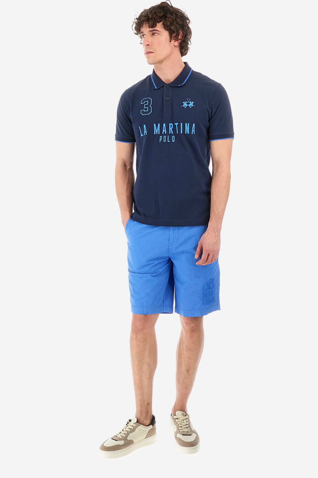 La Martina Regular Fit Polos in Cotton Mix -  YMP320-PK001- Concorde Fashion#color_navy-07017