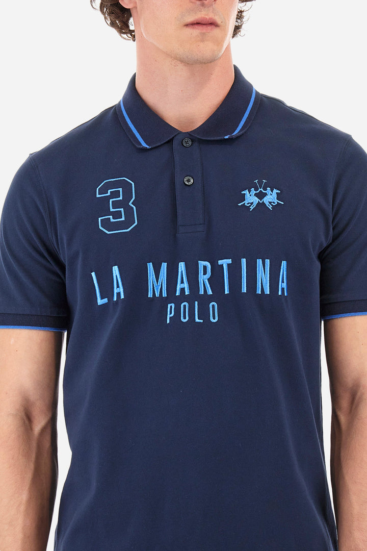 La Martina Regular Fit Polos in Cotton Mix -  YMP320-PK001- Concorde Fashion#color_navy-07017