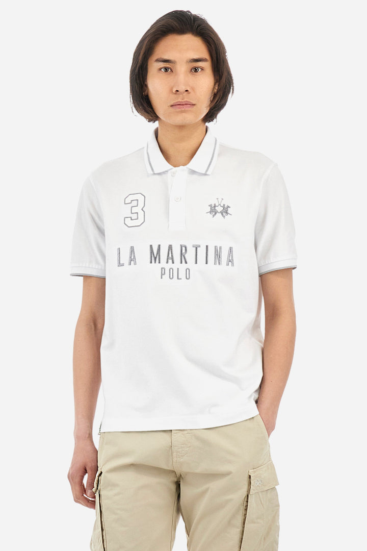 La Martina Regular Fit Polos in Cotton Mix -  YMP320-PK001- Concorde Fashion#color_white-00001