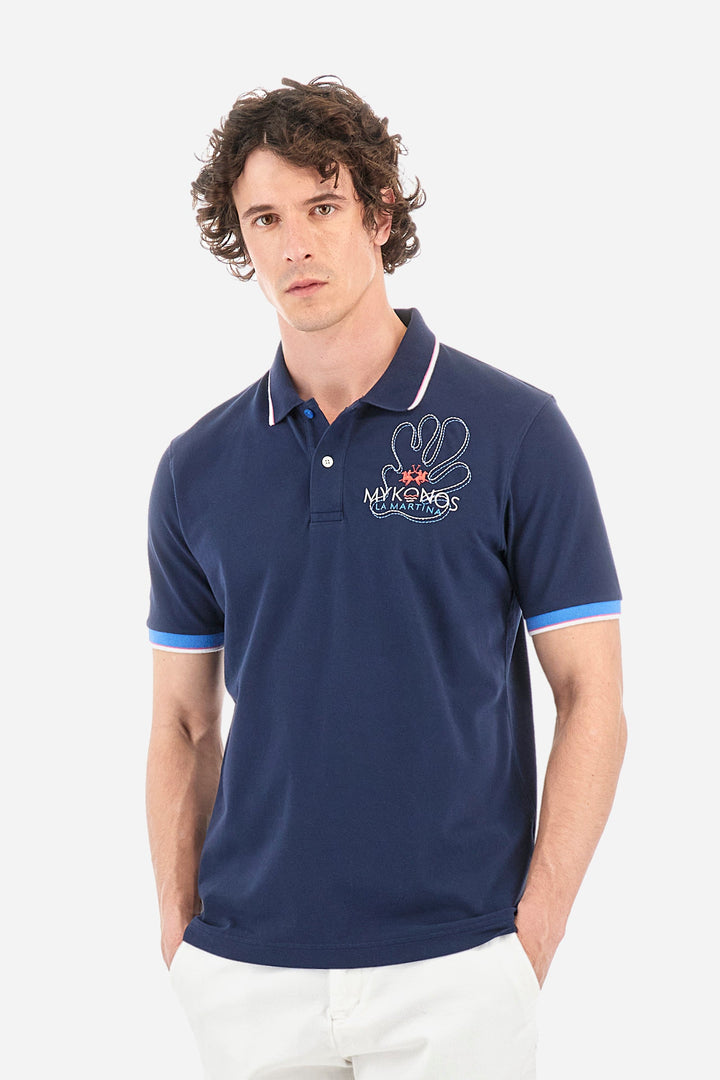 La Martina Regular Fit Polos in Cotton Mix -  YMP321-PK001- Concorde Fashion#color_navy-07017