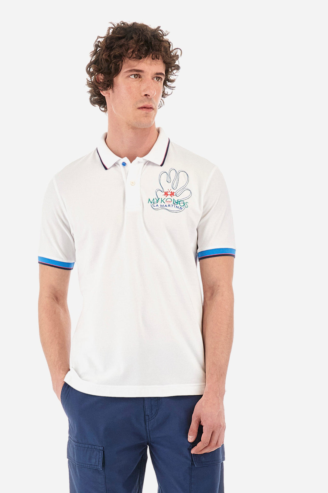 La Martina Regular Fit Polos in Cotton Mix -  YMP321-PK001- Concorde Fashion#color_white-00001