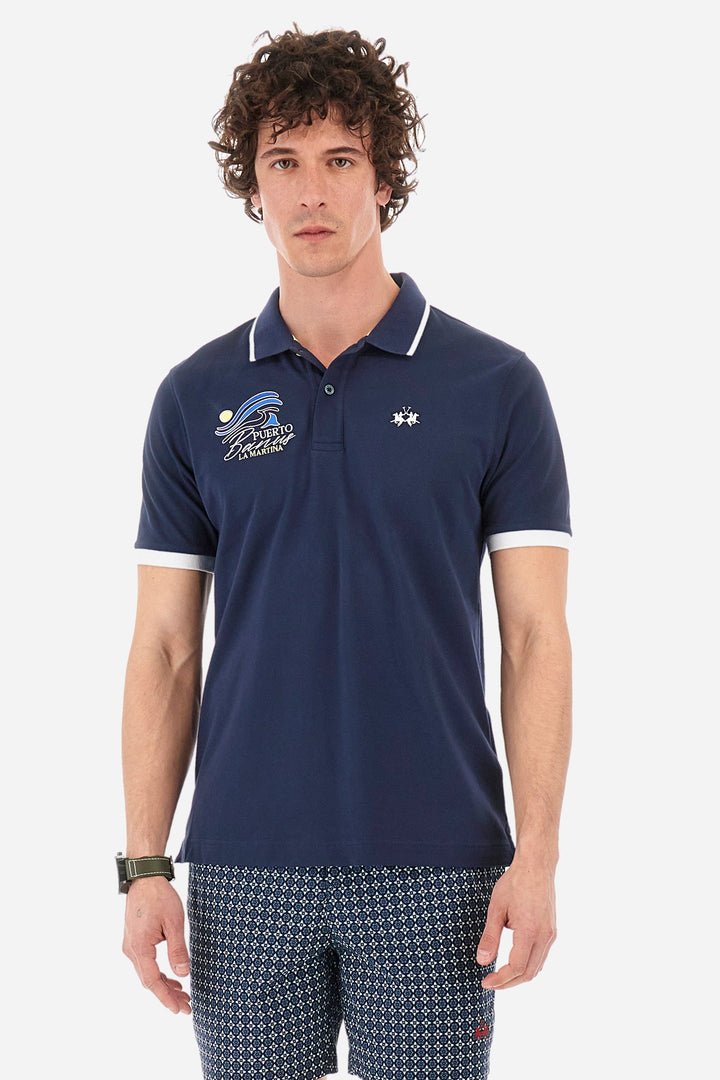 La Martina Regular Fit Polos in Cotton Mix -  YMP322-PK001- Concorde Fashion#color_navy-07017
