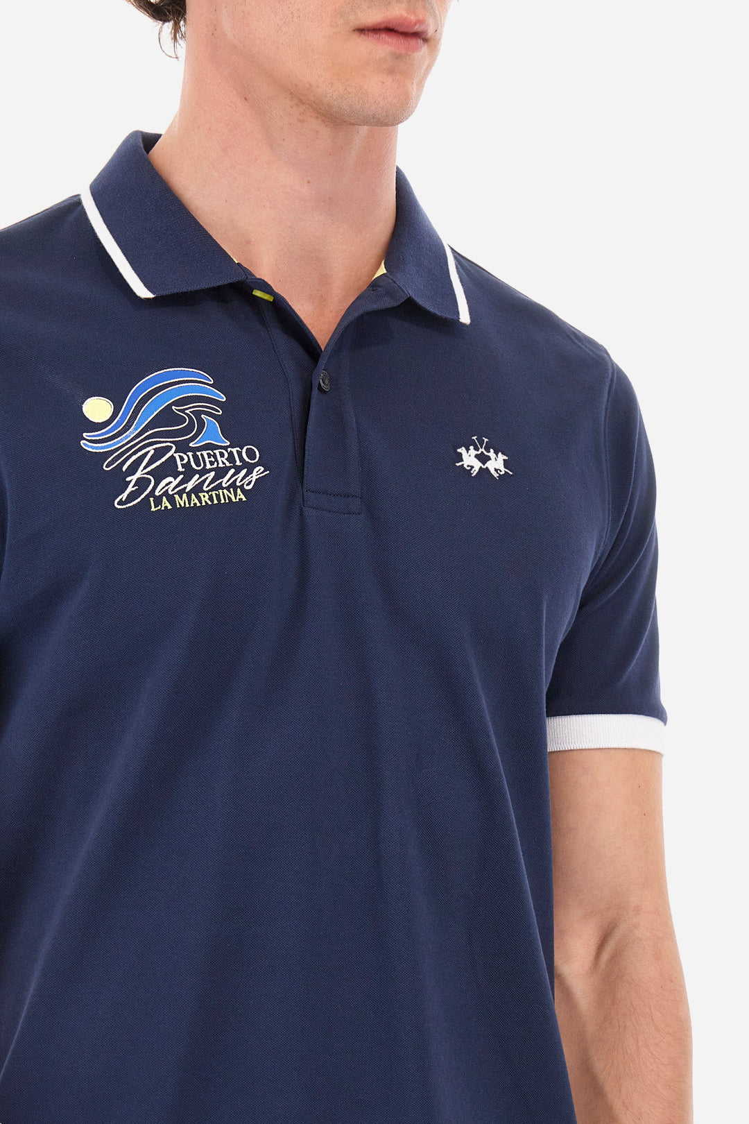 La Martina Regular Fit Polos in Cotton Mix -  YMP322-PK001- Concorde Fashion#color_navy-07017