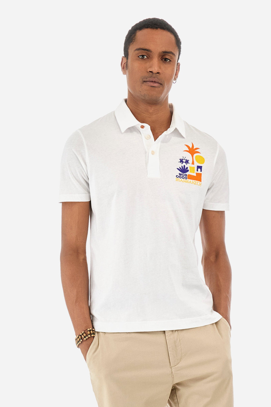 La Martina Regular Fit Polos in Cotton -  YMP323-JS395- Concorde Fashion#color_white-00001