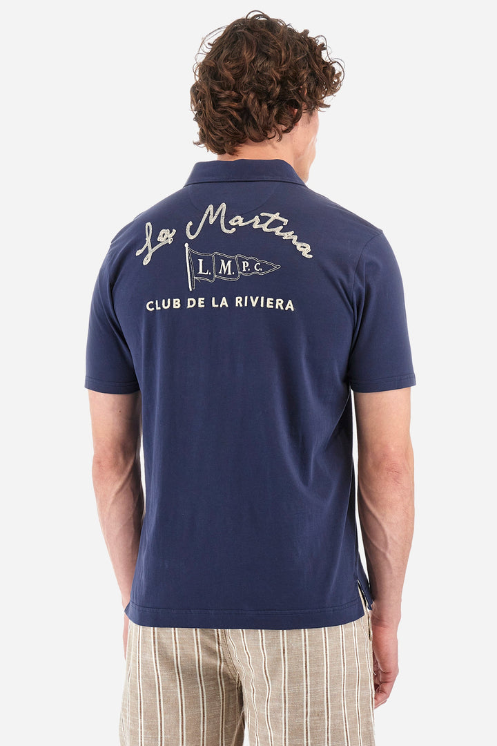 La Martina Regular Fit Polos in Cotton -  YMP611-JS388- Concorde Fashion#color_navy-07017
