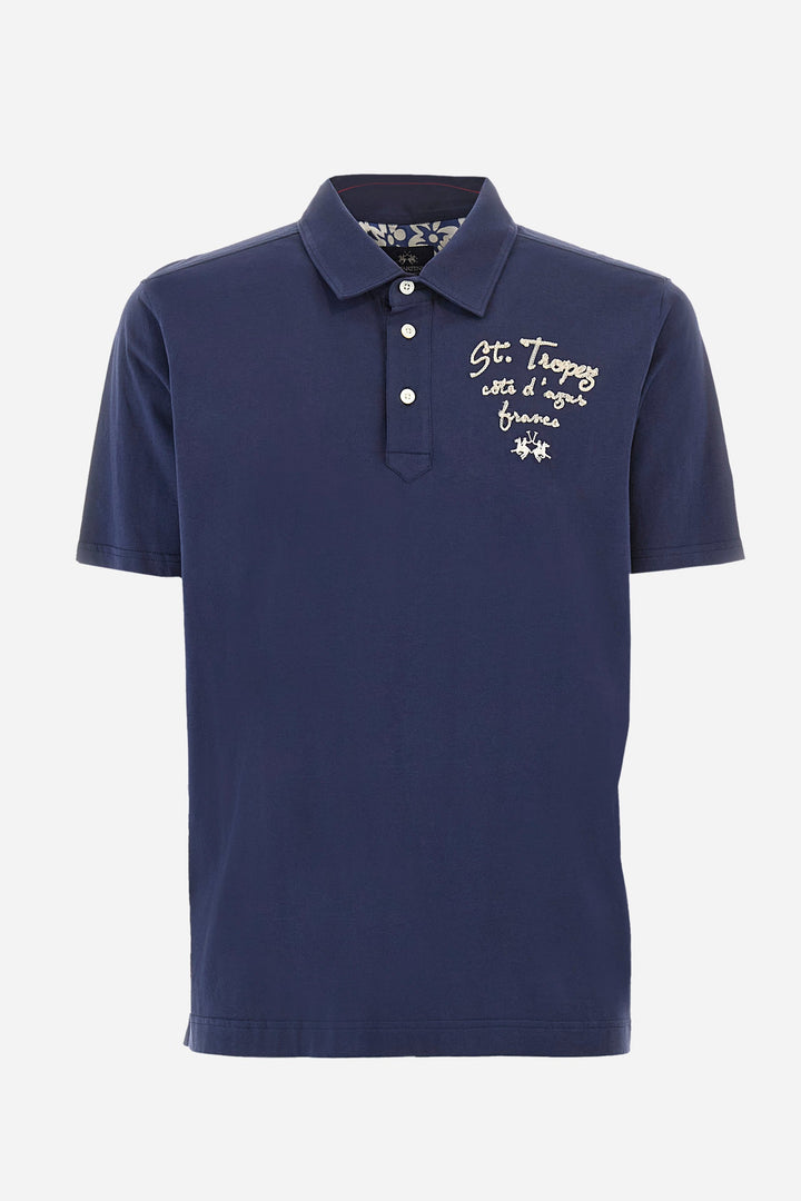 La Martina Regular Fit Polos in Cotton -  YMP611-JS388- Concorde Fashion#color_navy-07017