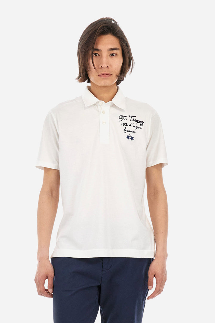 La Martina Regular Fit Polos in Cotton -  YMP611-JS388- Concorde Fashion#color_white-00001