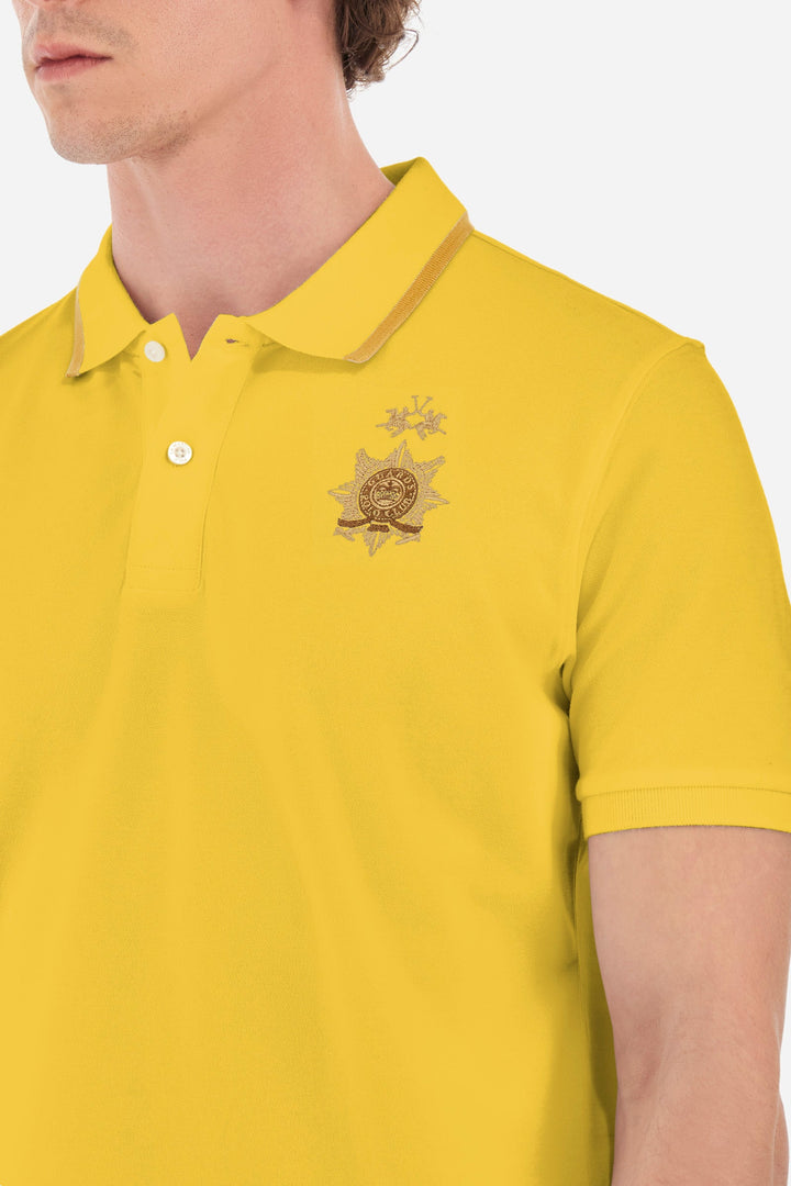 La Martina Regular Fit Polos in Cotton Mix -  YMPG01-PK001- Concorde Fashion#color_gold-02101