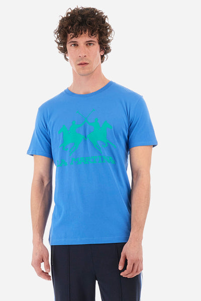 La Martina Regular Fit T-Shirts in Cotton -  YMR001-JS206- Concorde Fashion#color_blue-07205