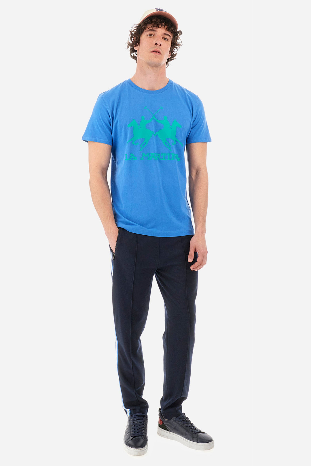 La Martina Regular Fit T-Shirts in Cotton -  YMR001-JS206- Concorde Fashion#color_blue-07205