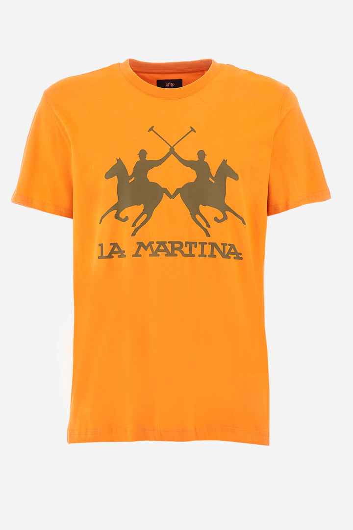 La Martina Regular Fit T-Shirts in Cotton -  YMR001-JS206- Concorde Fashion#color_orange-02163