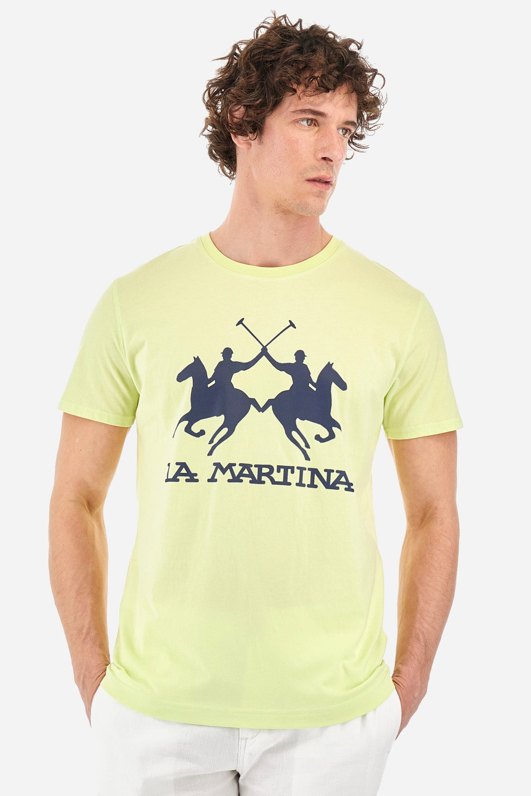 La Martina Regular Fit T-Shirts in Cotton -  YMR001-JS206- Concorde Fashion#color_yellow-03135