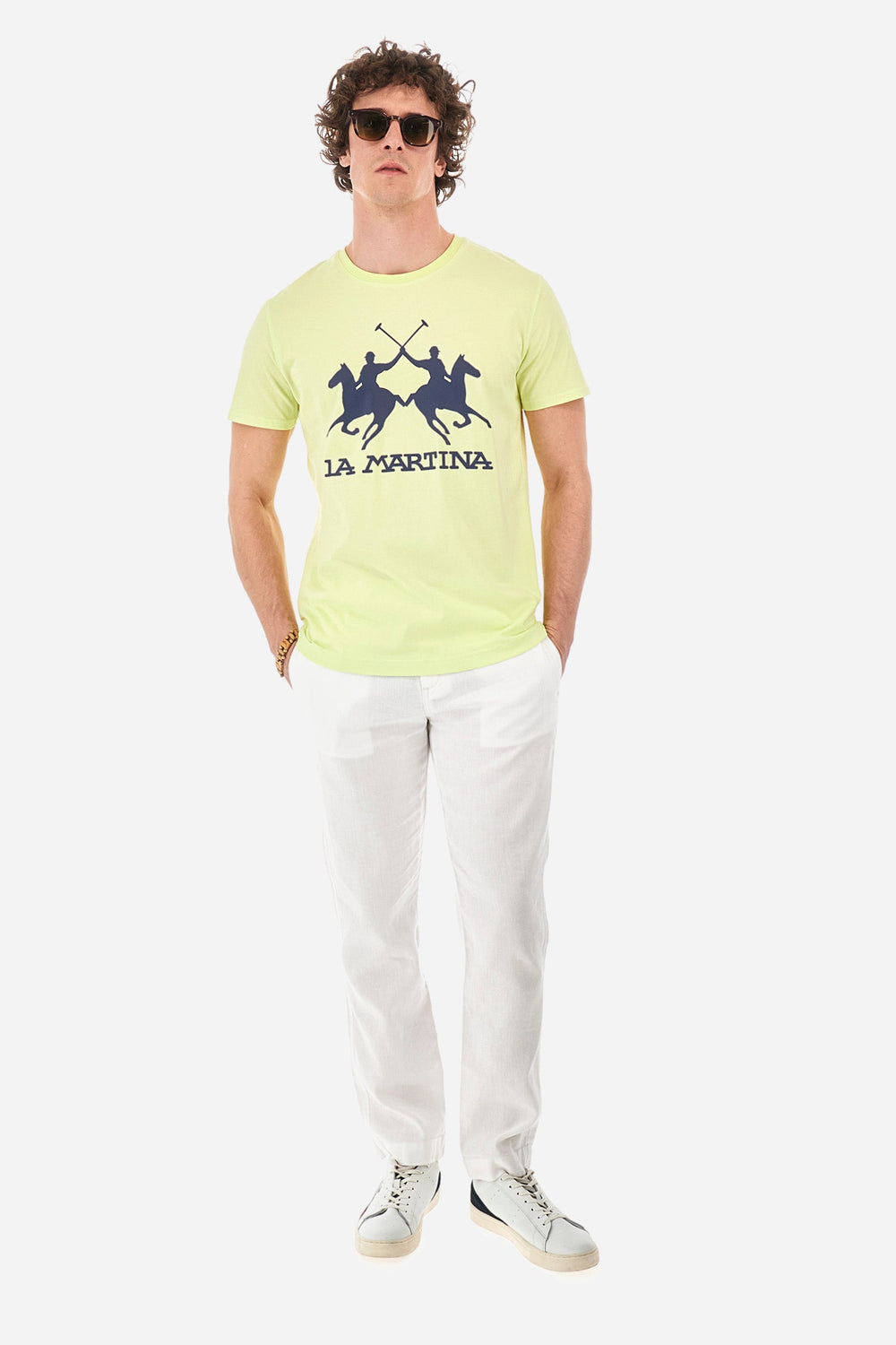 La Martina Regular Fit T-Shirts in Cotton -  YMR001-JS206- Concorde Fashion#color_yellow-03135