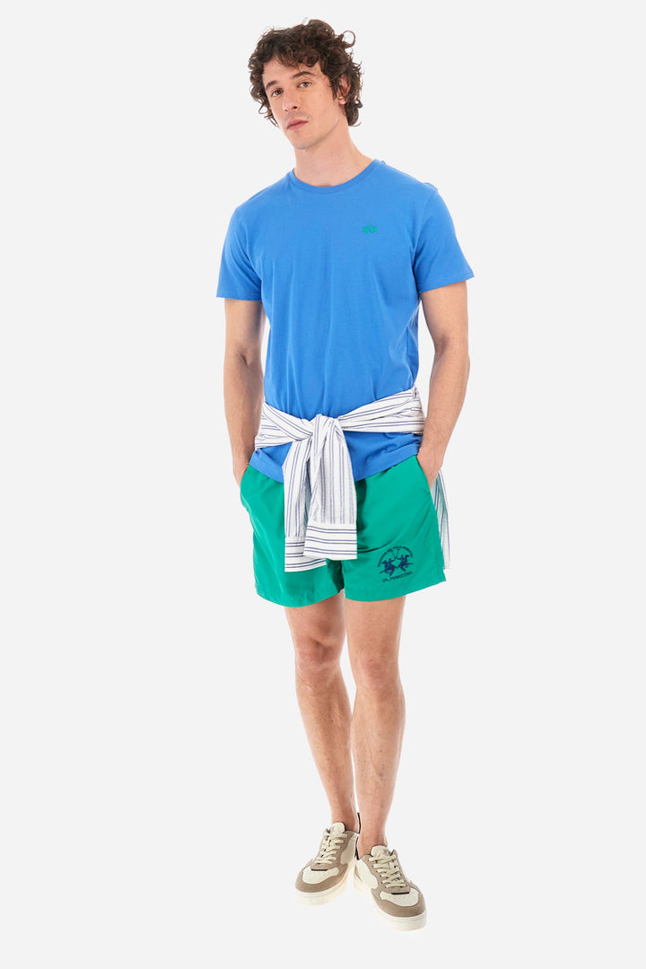 La Martina Regular Fit T-Shirts in Cotton -  YMR004-JS206- Concorde Fashion#color_blue-07205