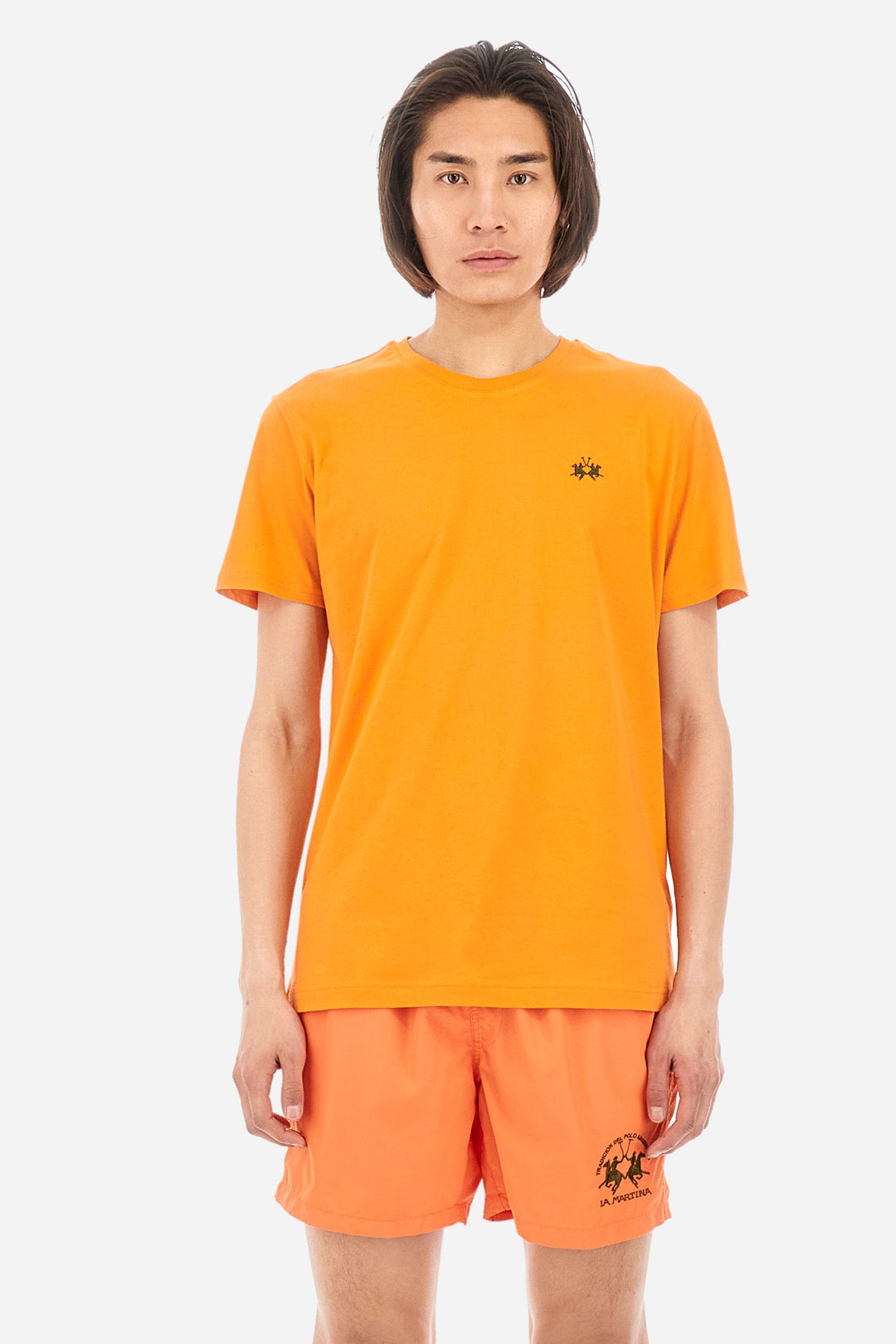 La Martina Regular Fit T-Shirts in Cotton -  YMR004-JS206- Concorde Fashion#color_orange-02163