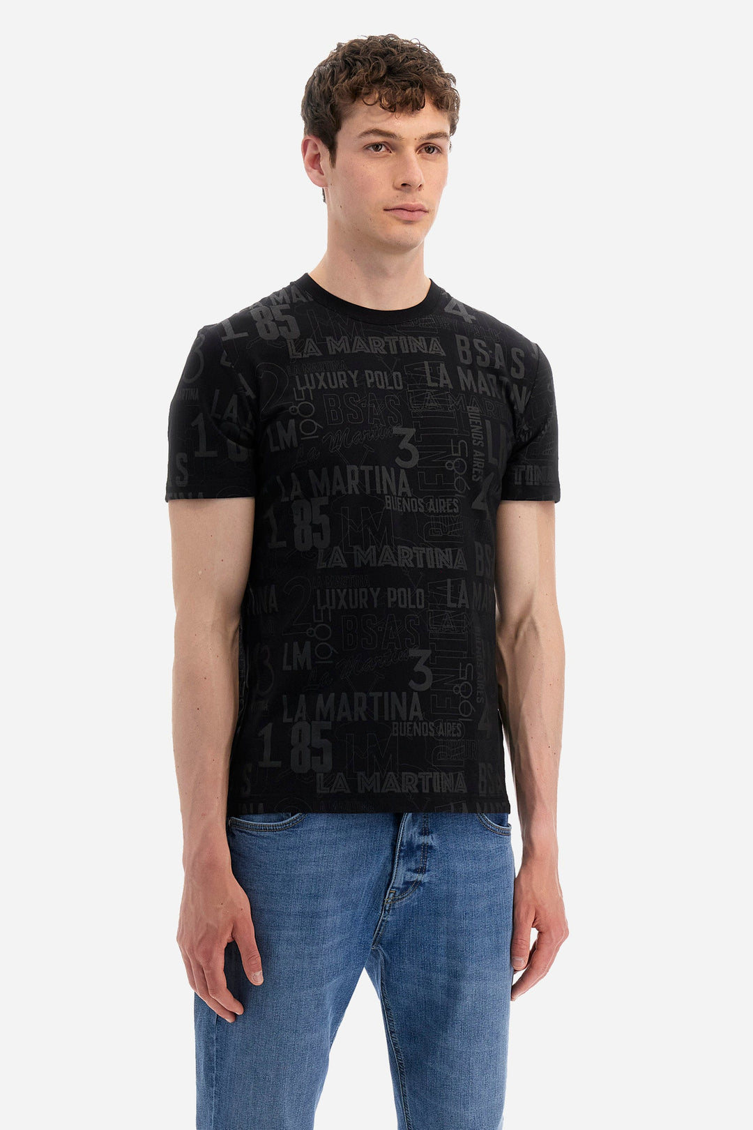 La Martina Regular Fit T-Shirts in Cotton Mix -  YMR008-JS393- Concorde Fashion#color_black-f9295
