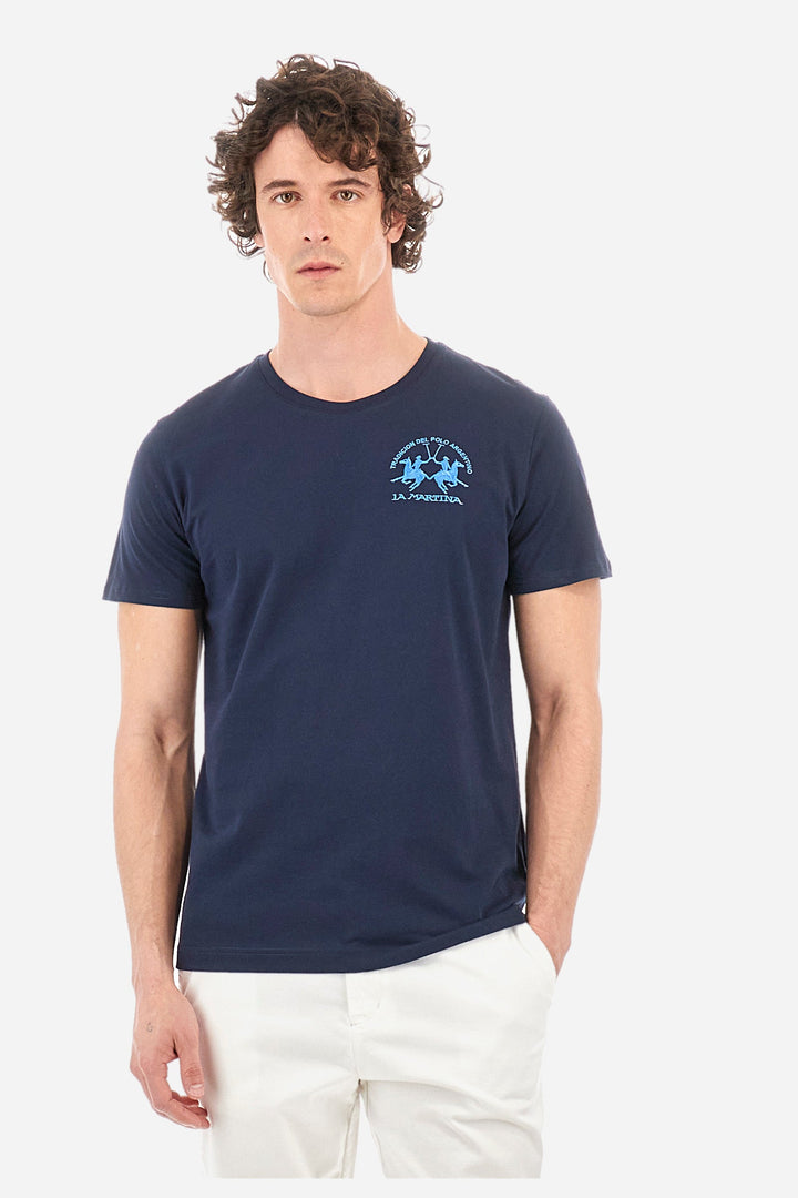 La Martina Regular Fit T-Shirts in Cotton -  YMR009-JS206- Concorde Fashion#color_navy-07017