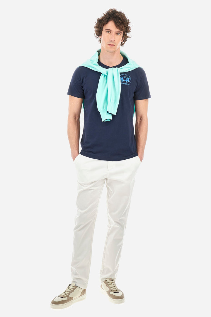 La Martina Regular Fit T-Shirts in Cotton -  YMR009-JS206- Concorde Fashion#color_navy-07017