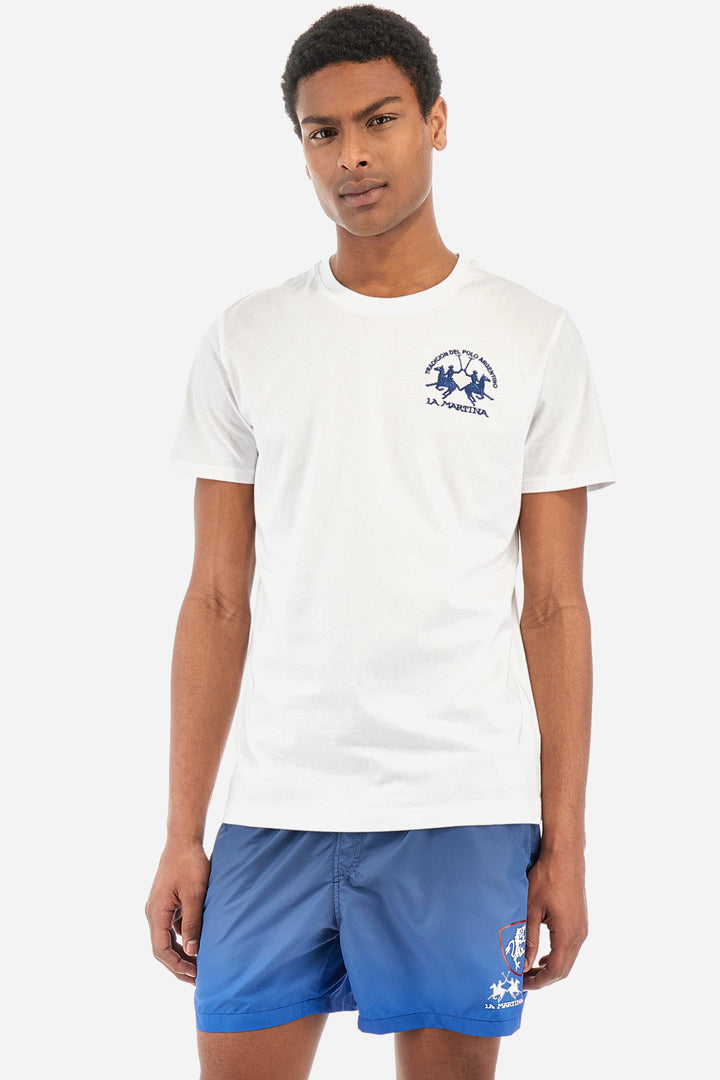 La Martina Regular Fit T-Shirts in Cotton -  YMR009-JS206- Concorde Fashion#color_white-00001