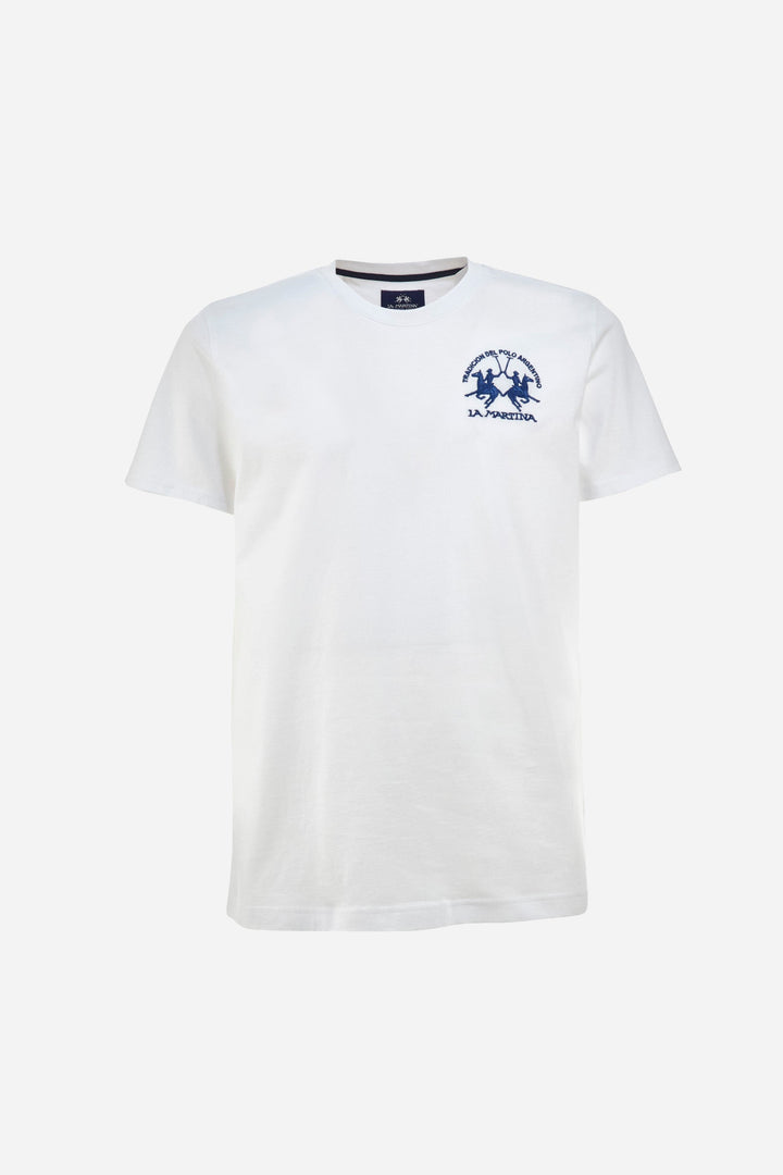 La Martina Regular Fit T-Shirts in Cotton -  YMR009-JS206- Concorde Fashion#color_white-00001
