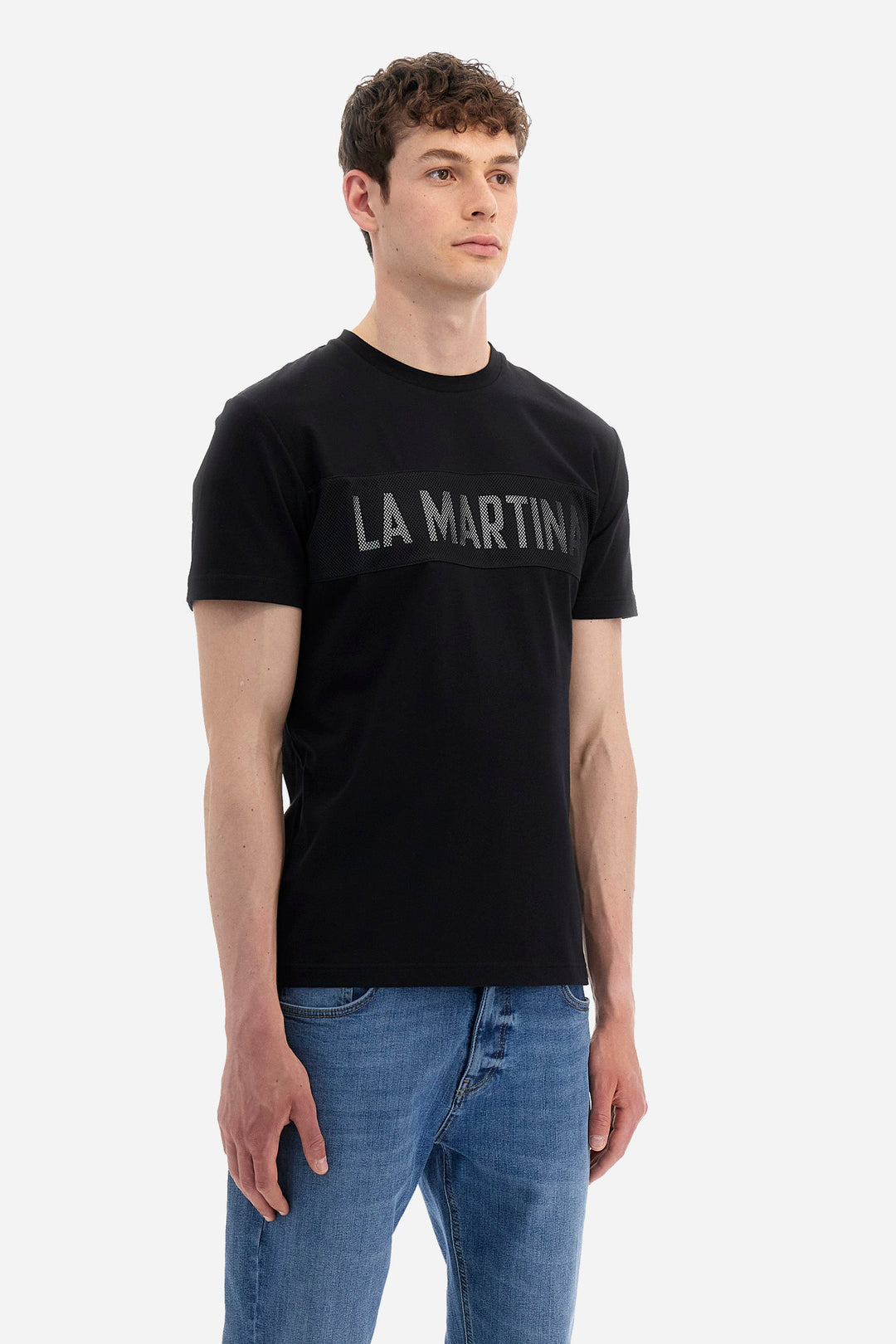 La Martina Regular Fit T-Shirts in Cotton Mix -  YMR305-JS324- Concorde Fashion#color_black-09999