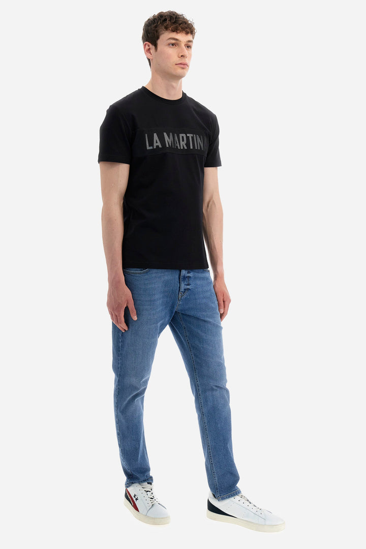 La Martina Regular Fit T-Shirts in Cotton Mix -  YMR305-JS324- Concorde Fashion#color_black-09999