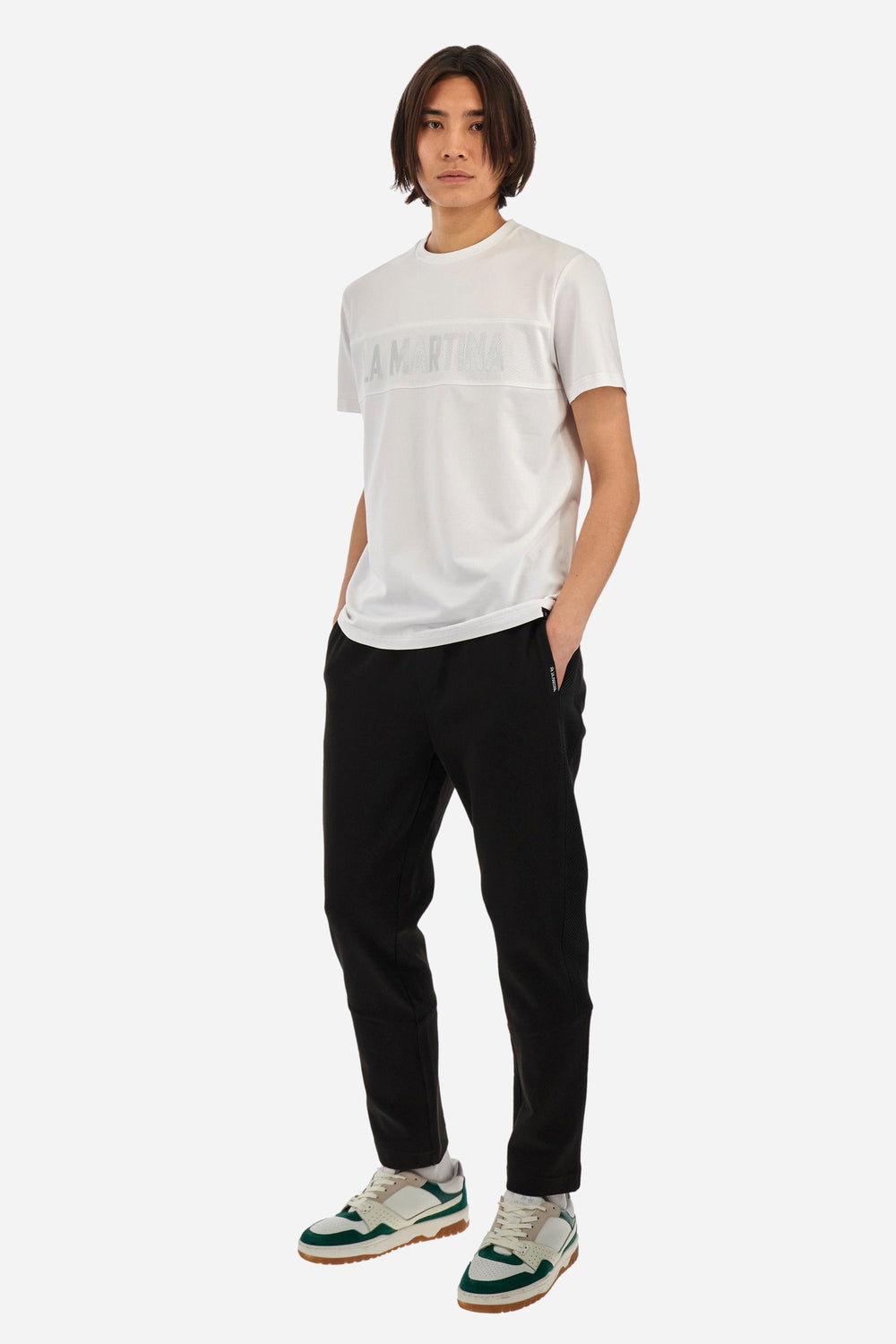 La Martina Regular Fit T-Shirts in Cotton Mix -  YMR305-JS324- Concorde Fashion#color_white-00001