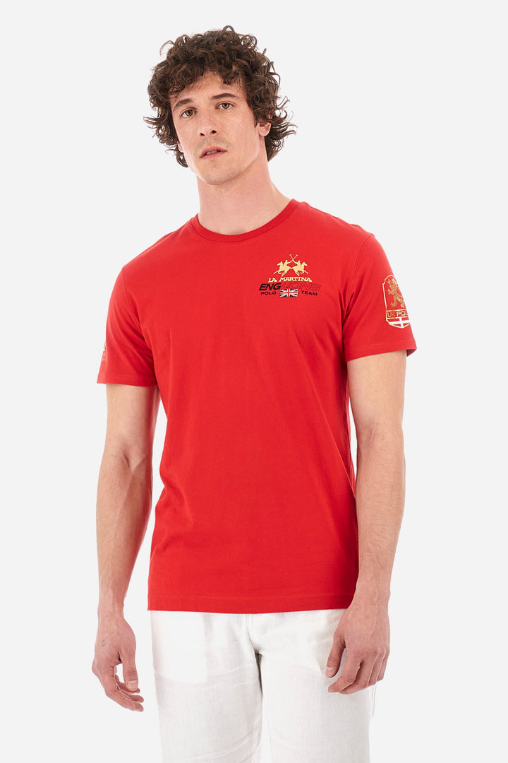 La Martina Regular Fit T-Shirts in Cotton -  YMR306-JS206- Concorde Fashion#color_red-06008