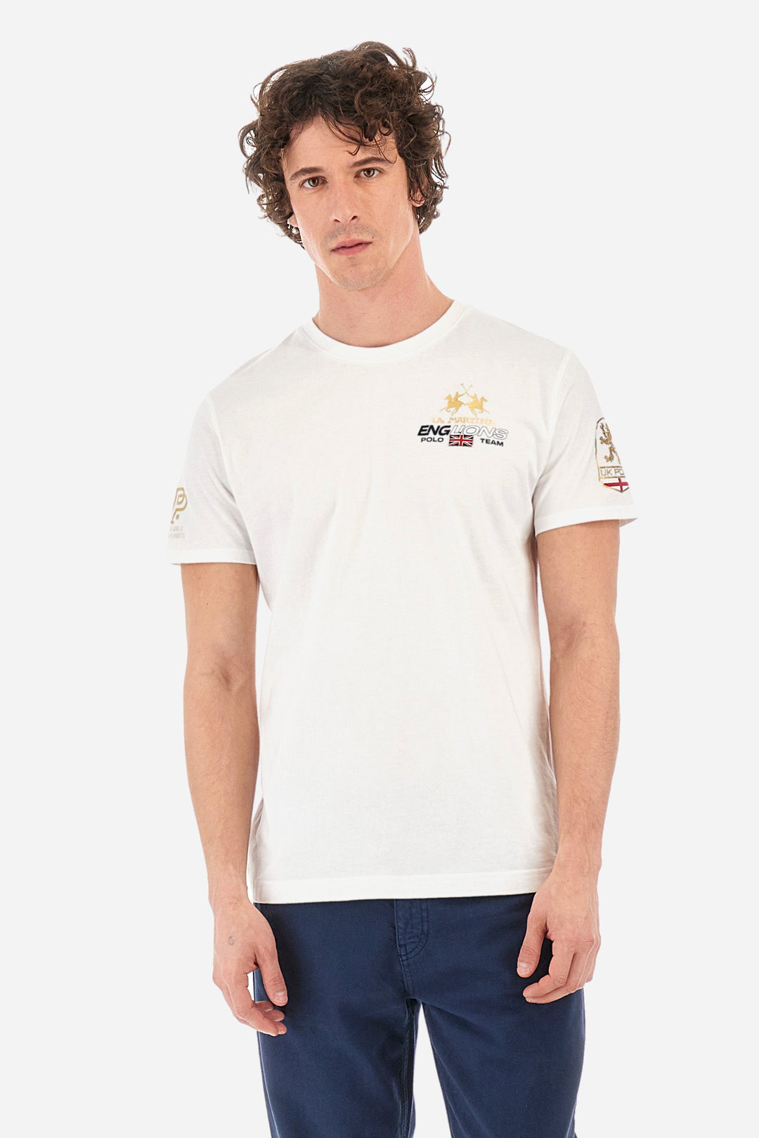 La Martina Regular Fit T-Shirts in Cotton -  YMR306-JS206- Concorde Fashion#color_white-00001