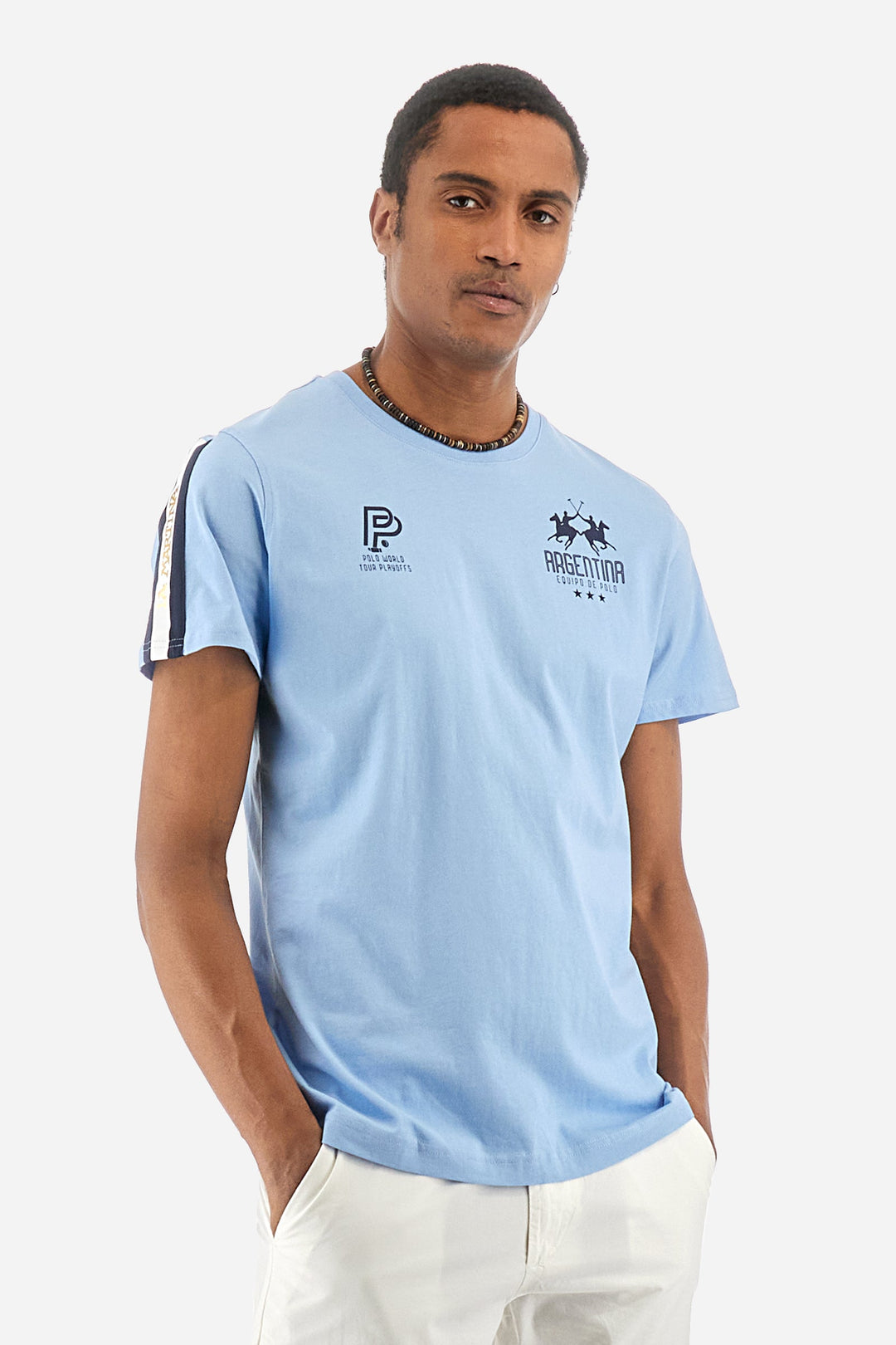 La Martina Regular Fit T-Shirts in Cotton -  YMR307-JS206- Concorde Fashion#color_blue-07003