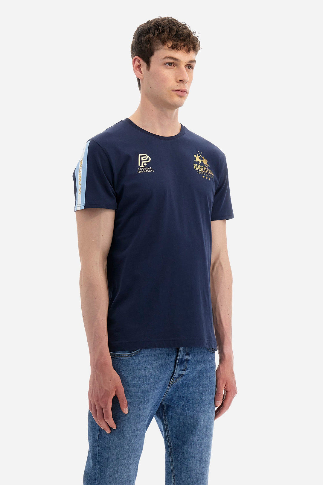 La Martina Regular Fit T-Shirts in Cotton -  YMR307-JS206- Concorde Fashion#color_navy-07017