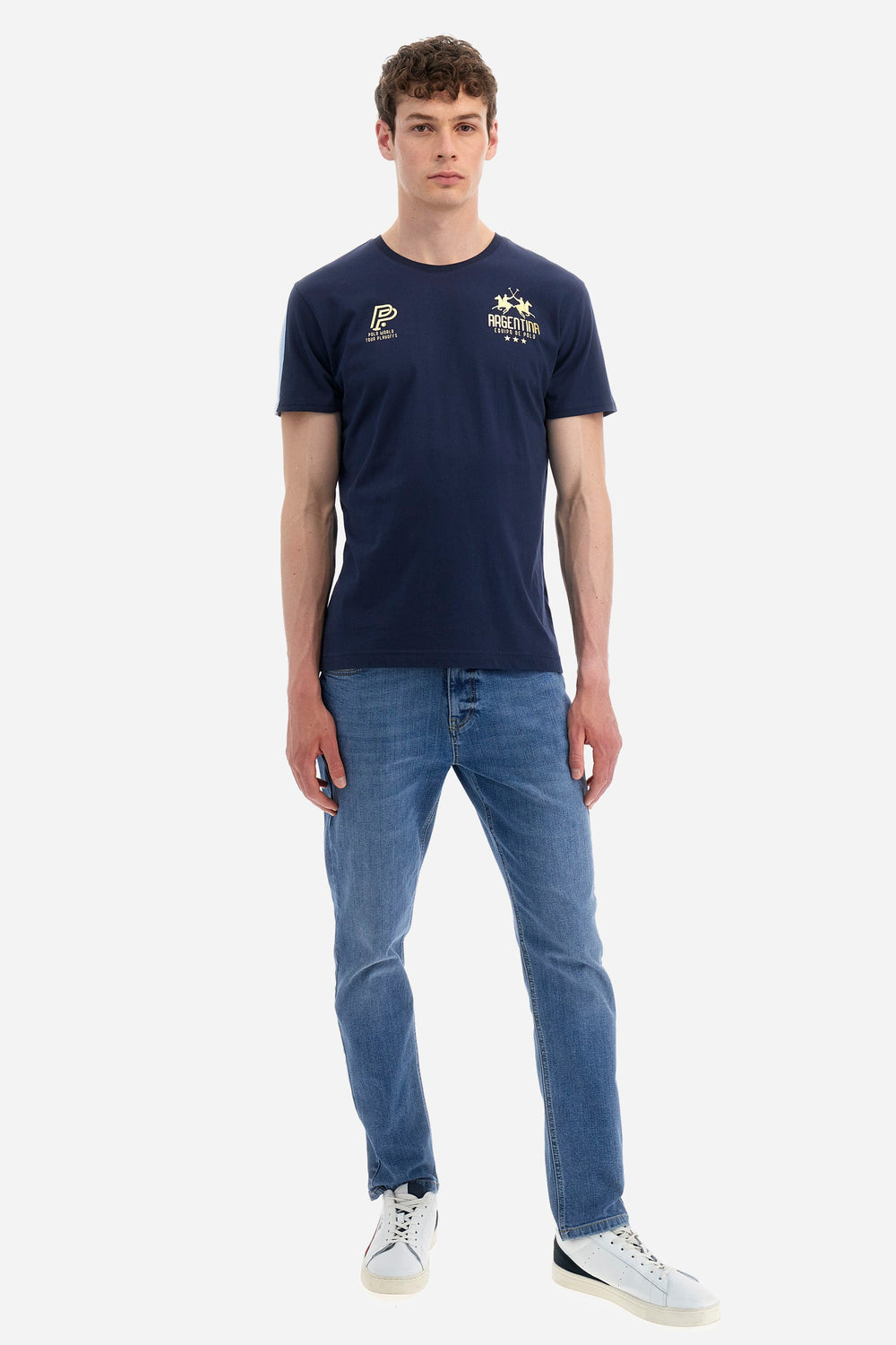 La Martina Regular Fit T-Shirts in Cotton -  YMR307-JS206- Concorde Fashion#color_navy-07017