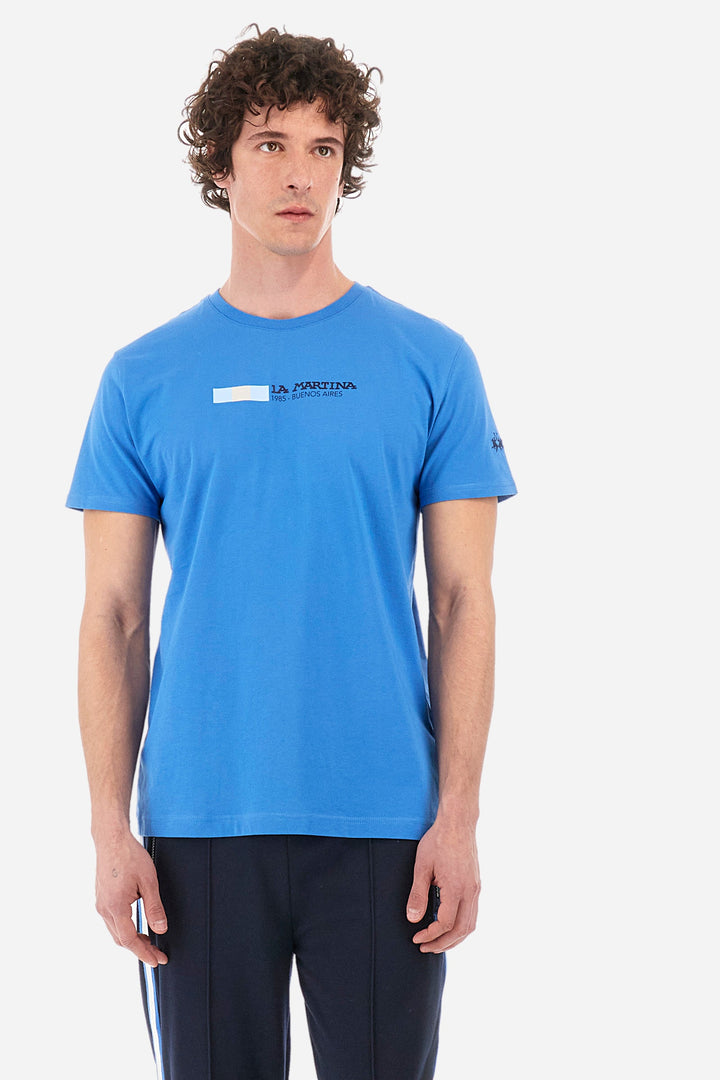 La Martina Regular Fit T-Shirts in Cotton -  YMR314-JS206- Concorde Fashion#color_blue-07205