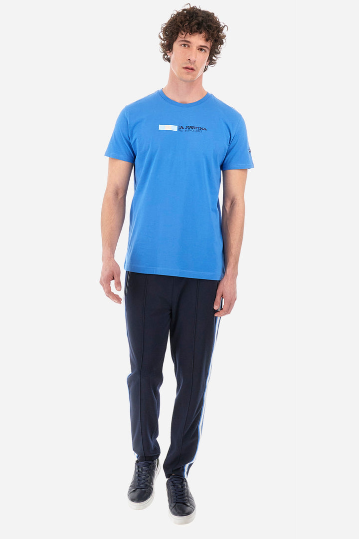 La Martina Regular Fit T-Shirts in Cotton -  YMR314-JS206- Concorde Fashion#color_blue-07205