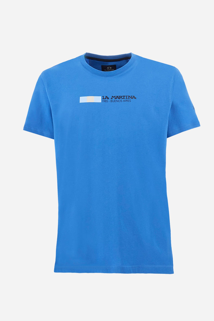 La Martina Regular Fit T-Shirts in Cotton -  YMR314-JS206- Concorde Fashion#color_blue-07205