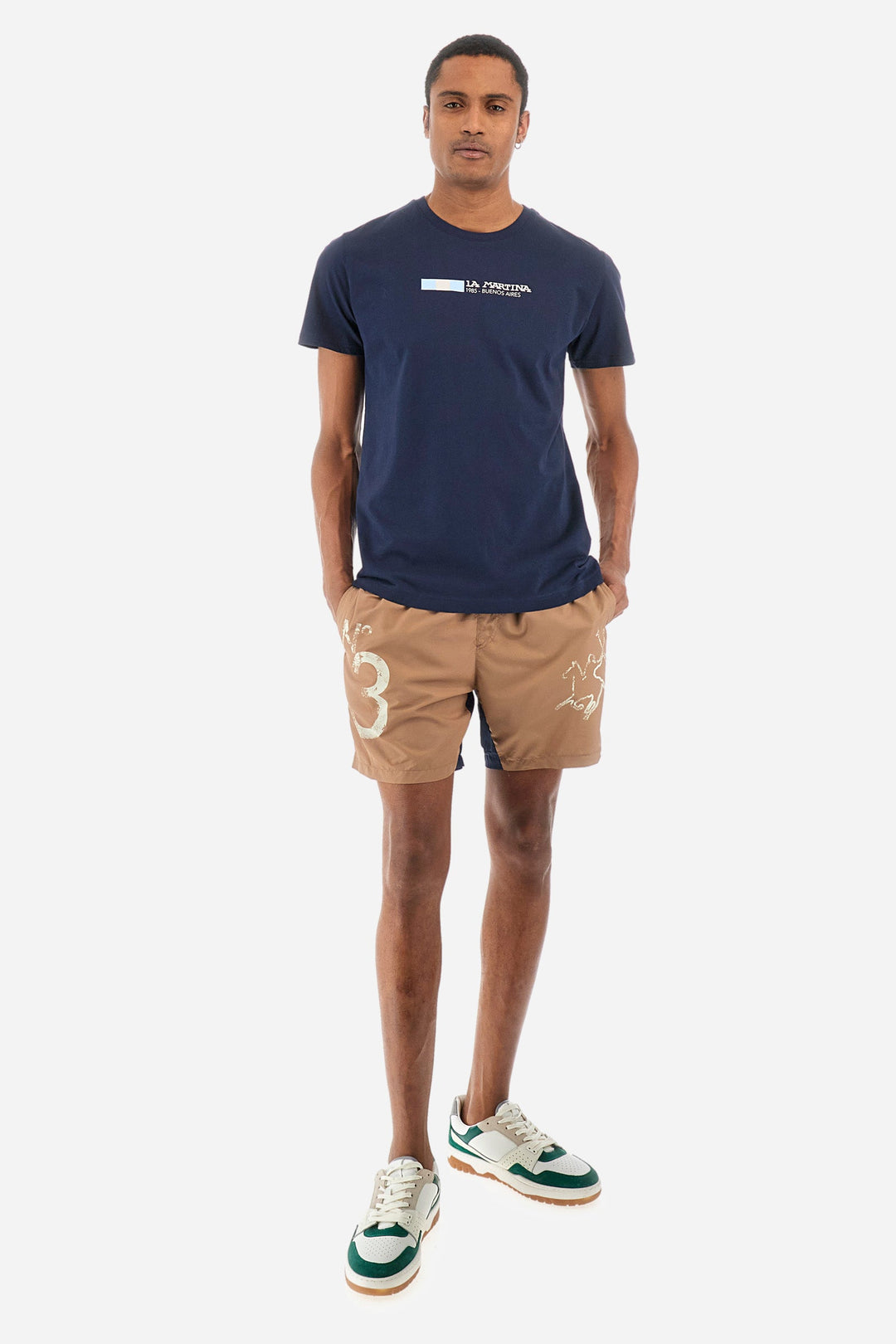 La Martina Regular Fit T-Shirts in Cotton -  YMR314-JS206- Concorde Fashion#color_navy-07017