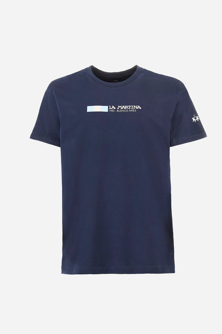 La Martina Regular Fit T-Shirts in Cotton -  YMR314-JS206- Concorde Fashion#color_navy-07017