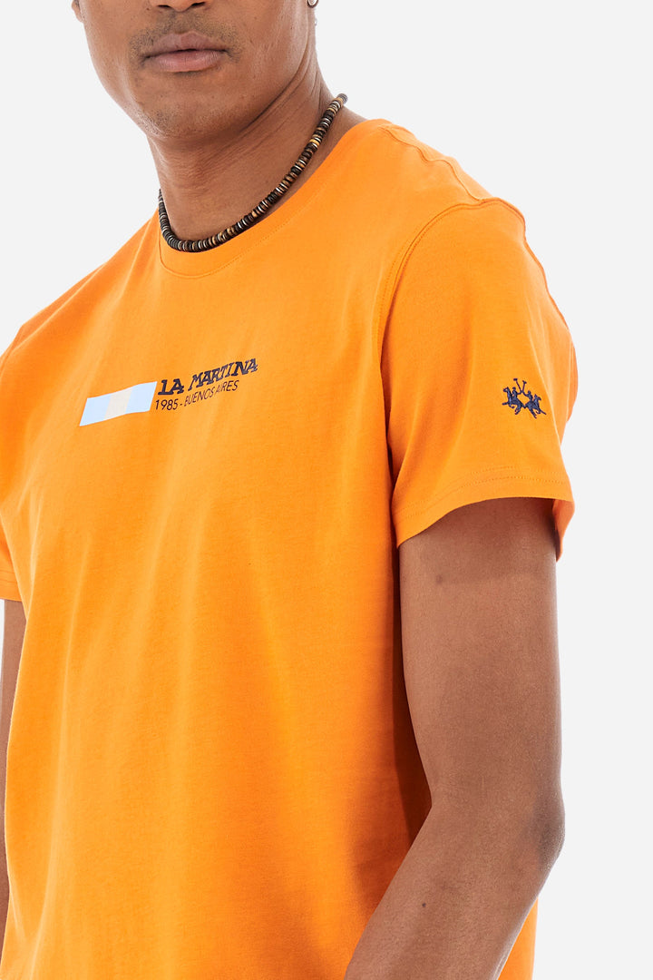 La Martina Regular Fit T-Shirts in Cotton -  YMR314-JS206- Concorde Fashion#color_orange-02163