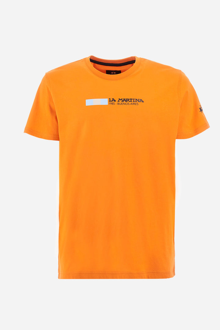 La Martina Regular Fit T-Shirts in Cotton -  YMR314-JS206- Concorde Fashion#color_orange-02163